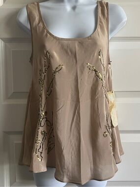 ARATTA NWT Silk Flowy Tank Cami Sequin Small Medium